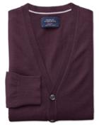 Charles Tyrwhitt Wine Merino Wool Cardigan Size Small By Charles Tyrwhitt
