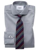  Slim Fit Spread Collar Non-iron Puppytooth Dark Grey Cotton Dress Shirt French Cuff Size 15/34 By Charles Tyrwhitt