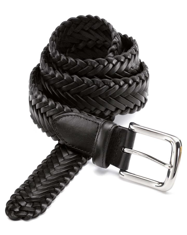 Charles Tyrwhitt Charles Tyrwhitt Black Leather Plaited Belt Size 30-32