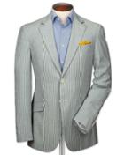 Charles Tyrwhitt Charles Tyrwhitt Classic Fit Sky And White Stripe Seersucker Cotton Jacket Size 40