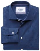 Charles Tyrwhitt Charles Tyrwhitt Classic Fit Semi-spread Collar Business Casual Printed Blue Cotton Dress Shirt Size 15.5/34