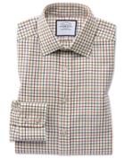  Classic Fit Navy And Berry Country Check Cotton Dress Shirt Single Cuff Size 16.5/33 By Charles Tyrwhitt