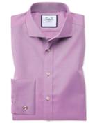 Charles Tyrwhitt Slim Fit Spread Collar Non-iron Twill Violet Cotton Dress Shirt Single Cuff Size 14.5/33 By Charles Tyrwhitt