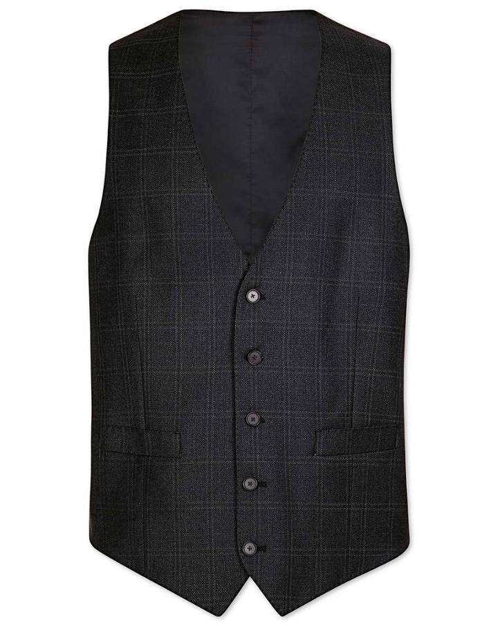 Grey Slim Fit Birdseye Travel Suit Wool Vest Size W40 By Charles Tyrwhitt