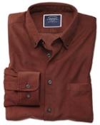  Classic Fit Plain Rust Fine Corduroy Cotton Casual Shirt Single Cuff Size Medium By Charles Tyrwhitt