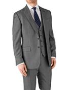 Charles Tyrwhitt Charles Tyrwhitt Grey Classic Fit Birdseye Travel Suit Wool Jacket Size 36