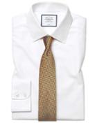  Slim Fit Non-iron Dash Weave White Cotton Dress Shirt French Cuff Size 14.5/33 By Charles Tyrwhitt