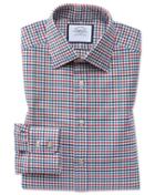  Slim Fit Red And Blue Country Check Cotton Dress Shirt Single Cuff Size 15/33 By Charles Tyrwhitt