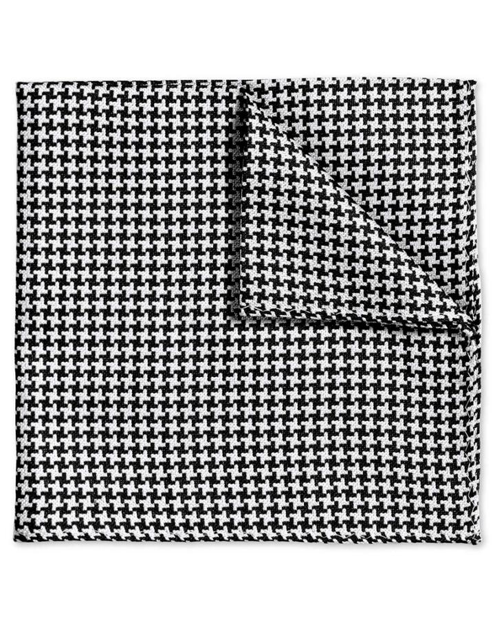Charles Tyrwhitt Charles Tyrwhitt Black And White Puppytooth Classic Silk Pocket Square