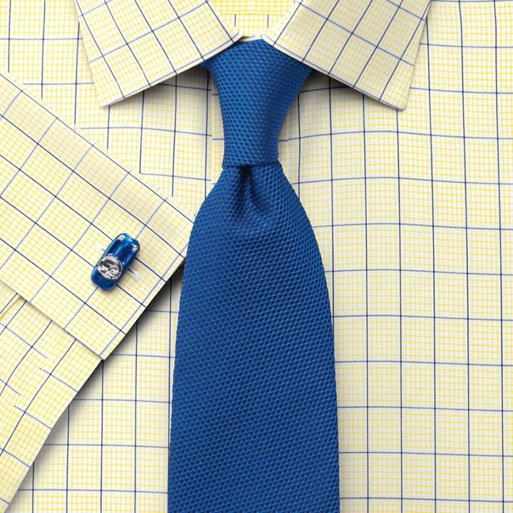 Charles Tyrwhitt Slim Fit Non-iron Check Yellow Cotton Dress Casual Shirt French Cuff Size 16.5/33 By Charles Tyrwhitt