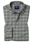  Slim Fit Grey Prince Of Wales Check Cotton With Tencel&trade; Single Cuff Size Large By Charles Tyrwhitt
