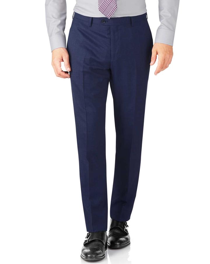 Charles Tyrwhitt Indigo Slim Fit End-on-end Business Suit Wool Pants Size W30 L38 By Charles Tyrwhitt