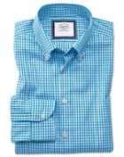 Charles Tyrwhitt Extra Slim Fit Button-down Business Casual Non-iron Aqua Blue Cotton Dress Shirt Single Cuff Size 14.5/33 By Charles Tyrwhitt