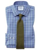  Classic Fit Prince Of Wales Check Blue And Green Cotton Dress Shirt French Cuff Size 15/34 By Charles Tyrwhitt