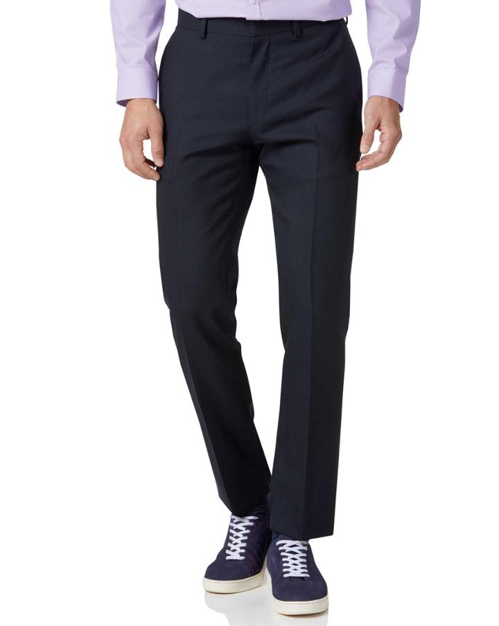  Midnight Blue Slim Fit Merino Business Suit Wool Pants Size W32 L30 By Charles Tyrwhitt