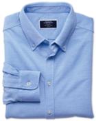 Charles Tyrwhitt Sky Blue Oxford Jersey Cotton Casual Shirt Size Medium By Charles Tyrwhitt