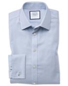 Charles Tyrwhitt Extra Slim Fit Non-iron Step Weave Mid Blue Cotton Dress Shirt French Cuff Size 14.5/33 By Charles Tyrwhitt