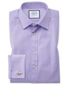 Charles Tyrwhitt Slim Fit Fine Herringbone Lilac Cotton Dress Shirt Single Cuff Size 14.5/33 By Charles Tyrwhitt