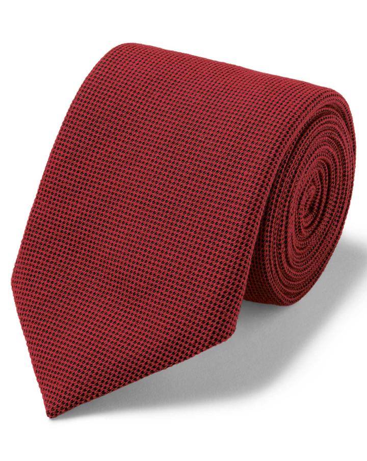  Red Plain Wool Silk Italian Luxury Tie By Charles Tyrwhitt