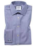  Classic Fit Non-iron Navy Bengal Stripe Cotton Dress Shirt French Cuff Size 15/33 By Charles Tyrwhitt