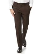  Chocolate Slim Fit Sharkskin Travel Suit Wool Pants Size W32 L38 By Charles Tyrwhitt