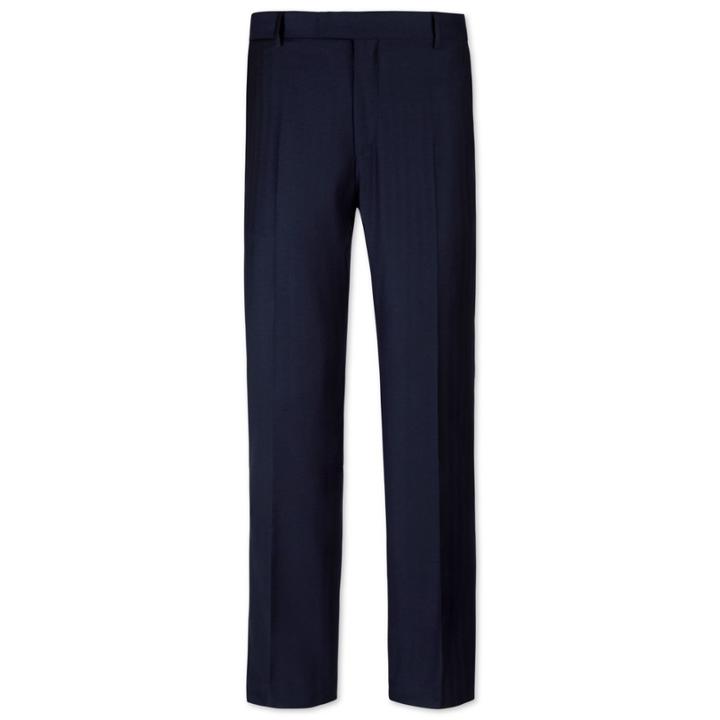 Charles Tyrwhitt Charles Tyrwhitt Navy Slim Fit Herringbone Yorkshire Worsted Luxury Suit Wool Pants Size W30 L38
