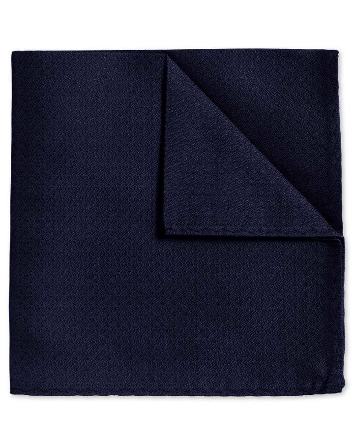 Charles Tyrwhitt Charles Tyrwhitt Navy Textured Plain Classic Silk Pocket Square