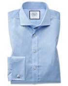 Charles Tyrwhitt Slim Fit Spread Collar Non-iron Puppytooth Sky Blue Cotton Dress Shirt French Cuff Size 15/34 By Charles Tyrwhitt