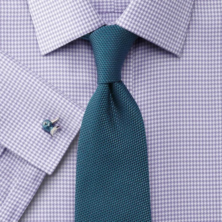 Charles Tyrwhitt Classic Fit Non-iron Houndstooth Lilac Cotton Dress Shirt French Cuff Size 15/35 By Charles Tyrwhitt