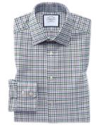  Classic Fit Purple And Green Country Check Cotton Dress Shirt Single Cuff Size 15.5/34 By Charles Tyrwhitt