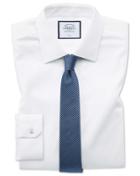  Super Slim Fit Non-iron White Triangle Weave Cotton Dress Shirt Single Cuff Size 14/33 By Charles Tyrwhitt