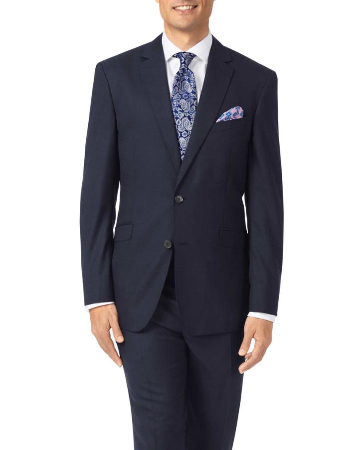 Charles Tyrwhitt Navy Slim Fit Merino Business Suit Wool Jacket Size 36 By Charles Tyrwhitt