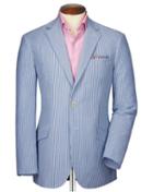 Charles Tyrwhitt Charles Tyrwhitt Slim Fit Blue And White Striped Seersucker Cotton Jacket Size 36