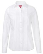 Charles Tyrwhitt Charles Tyrwhitt Women's Semi-fitted Pintuck White Essential Cotton Shirt Size 6