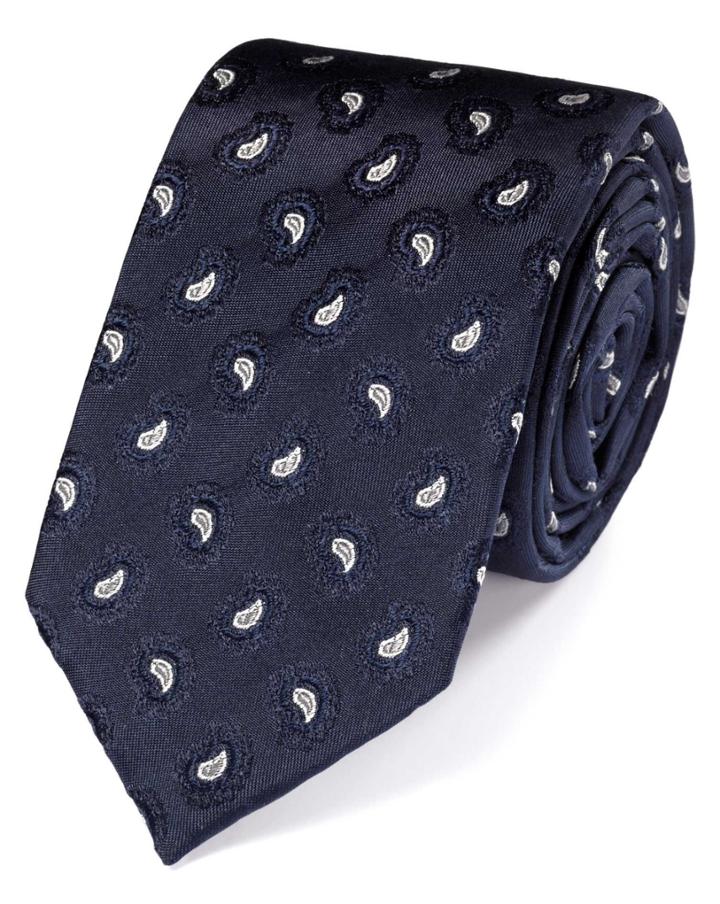 Charles Tyrwhitt Slim Navy Silk Paisley Luxury Tie By Charles Tyrwhitt