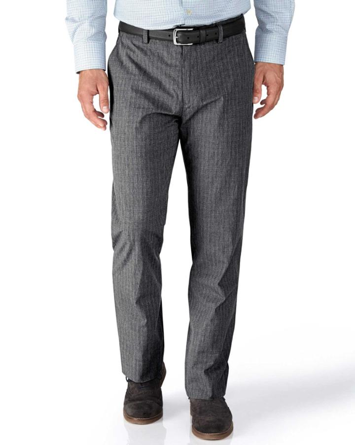 Charles Tyrwhitt Charles Tyrwhitt Grey Slim Fit Prince Of Wales Check Stretch Trousers