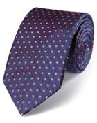 Charles Tyrwhitt Charles Tyrwhitt Magenta And Navy Silk Luxury English Geometric Tie