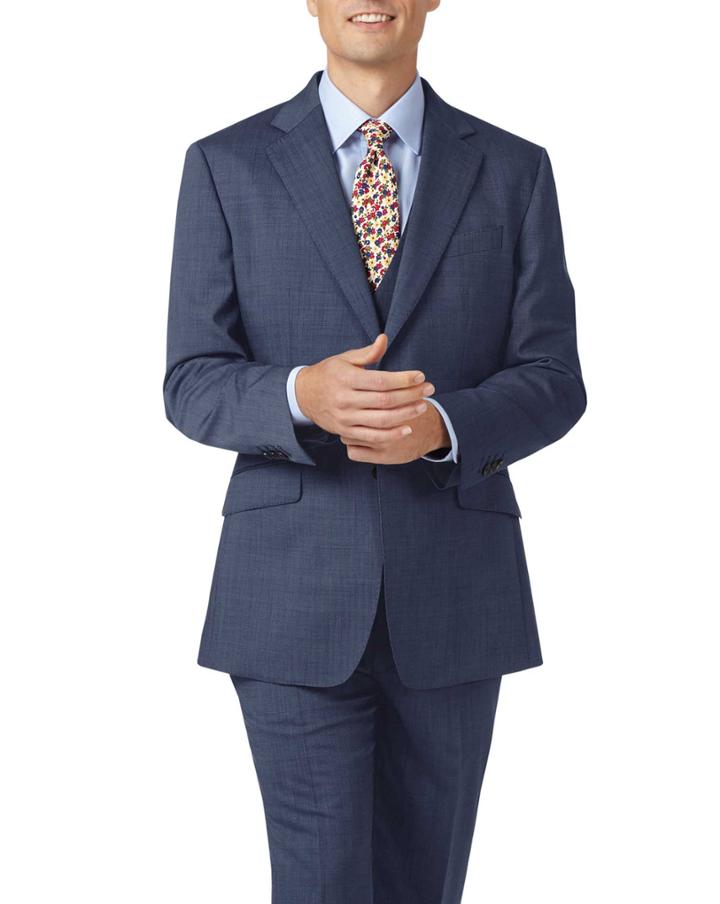  Light Blue Slim Fit Step Weave Suit Wool Jacket Size 36 By Charles Tyrwhitt