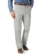 Charles Tyrwhitt Charles Tyrwhitt Silver Grey Classic Fit Flat Front Non-iron Cotton Chino Pants Size W30 L38