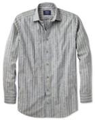 Charles Tyrwhitt Slim Fit Denim Blue Stripe Textured Cotton Casual Shirt Single Cuff Size Xs By Charles Tyrwhitt