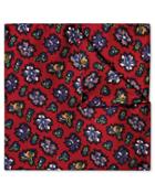  Red Abstract Floral Print Silk Pocket Square By Charles Tyrwhitt