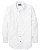 Charles Tyrwhitt Charles Tyrwhitt Slim Fit Spread Collar White Dobby Textured Spot Cotton Dress Shirt Size Large