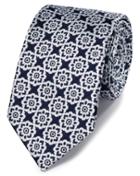  Navy And White Floral Classic Silk Tie By Charles Tyrwhitt