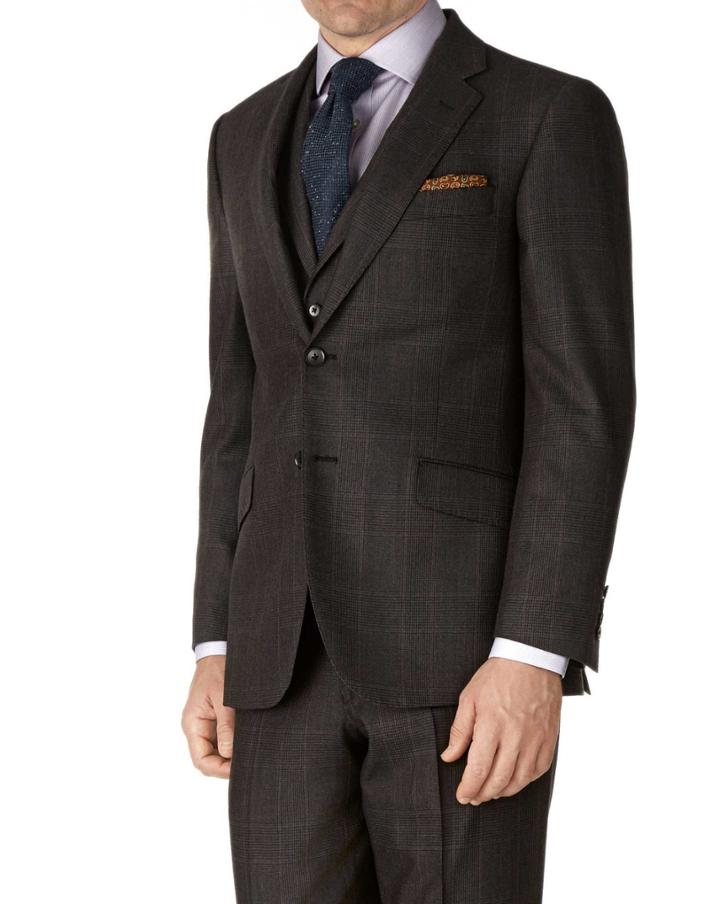 Charles Tyrwhitt Charles Tyrwhitt Dark Grey Classic Fit Saxony Business Suit Wool Jacket Size 36