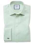 Charles Tyrwhitt Classic Fit Non-iron Step Weave Green Cotton Dress Shirt Single Cuff Size 15/34 By Charles Tyrwhitt