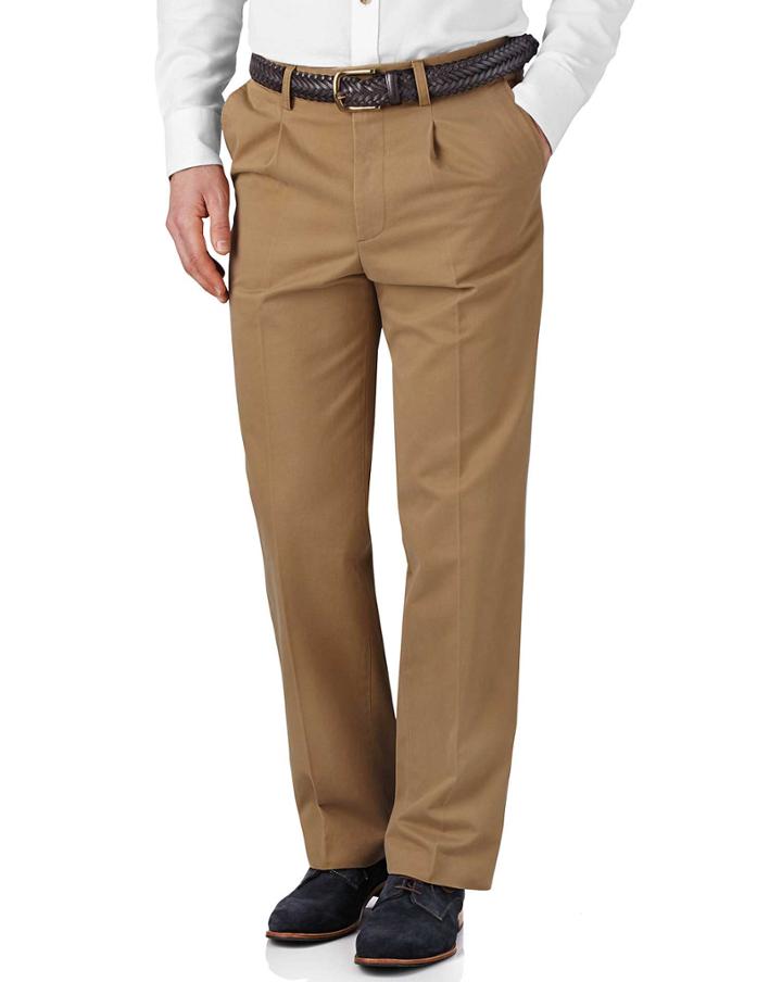 Charles Tyrwhitt Tan Classic Fit Single Pleat Weekend Cotton Chino Pants Size W32 L32 By Charles Tyrwhitt