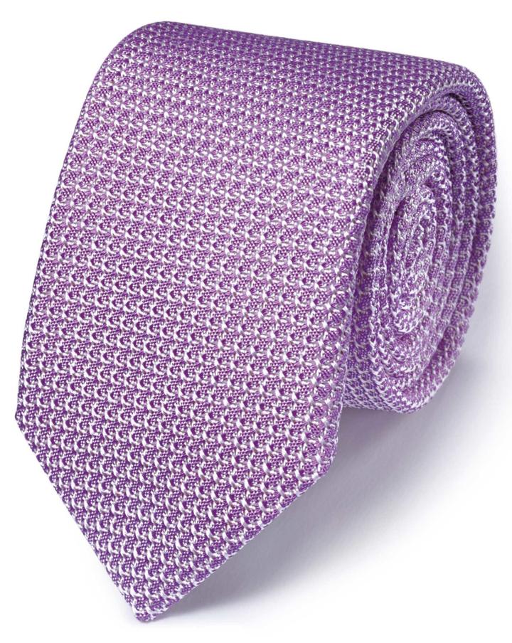 Charles Tyrwhitt Charles Tyrwhitt Lilac Silk Italian Luxury Plain Grenadine Tie
