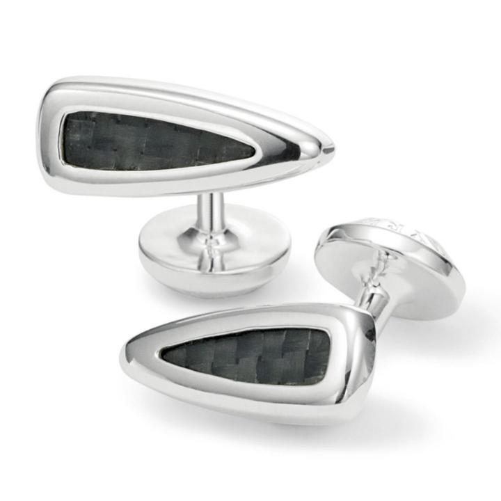 Charles Tyrwhitt Charles Tyrwhitt Silver And Black Carbon Fibre Triangle Cuff Links