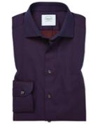  Extra Slim Fit Micro Diamond Purple Cotton Dress Shirt Single Cuff Size 14.5/32 By Charles Tyrwhitt