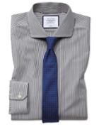 Super Slim Fit Non-iron Black Bengal Stripe Cotton Dress Shirt French Cuff Size 14/33 By Charles Tyrwhitt